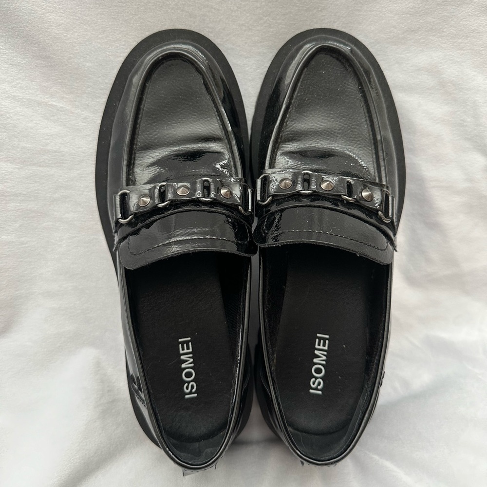 Isomei patent chunky loafer, black size 6.5 women’s preppy chic lugged goth